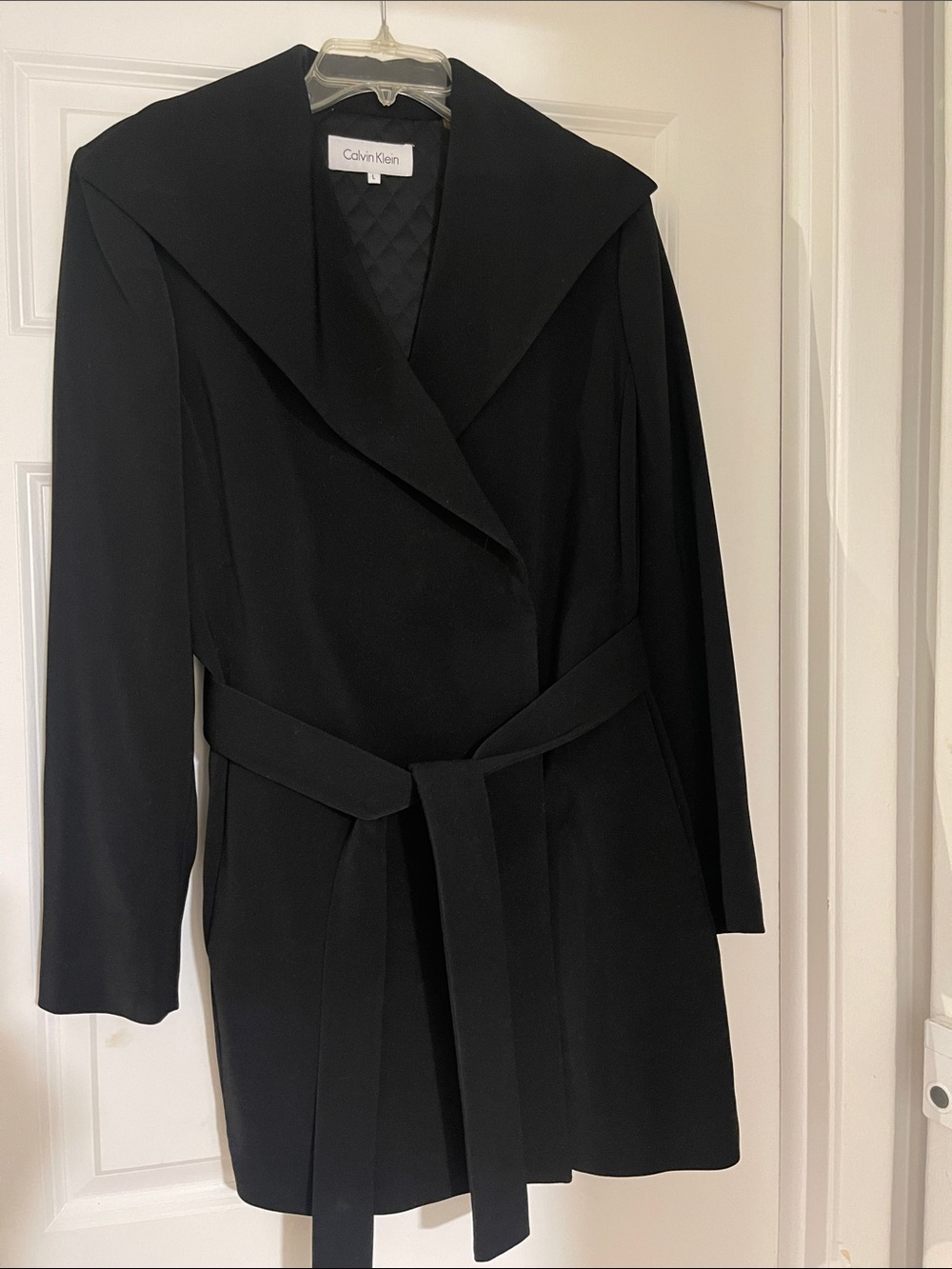 Calvin Klein Black Belted Trench Coat